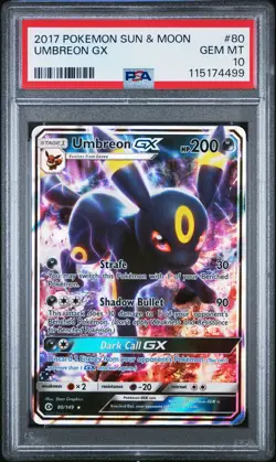 2017 POKEMON SUN & MOON #80 UMBREON GX PSA 10 - Image 1