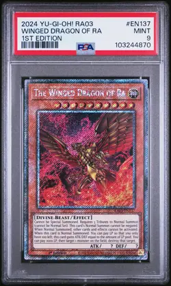 2024 YU-GI-OH! RA03-QUARTER CENTURY BONANZA 1ST ED THE WINGED DRAGON OF RA PSA 9 - Image 1
