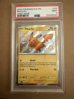 Pokemon Pikachu TCG Card 131/091 Paldean Fates Shiny Rare PSA 9 Mint - Image 1