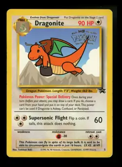 #2 Dragonite 5 1999 WB Movie Black Star Promo Rare WOTC Nintendo Pokemon Card - Image 1