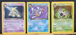 Pokemon Lot of 3 Vintage Dark Cards from Team Rocket Non Holo NM-LP+ - Image 1