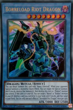 BODE-EN036 BORRELOAD RIOT DRAGON ULTRA RARE 1ST EDITION YuGiOh CARD - Image 1