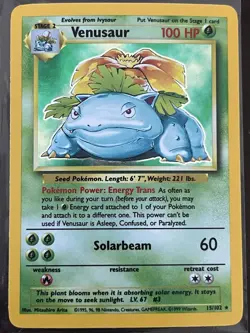 Pokemon TCG Venusaur Base Set Holo Rare Card 15/102 Unlimited - Image 1