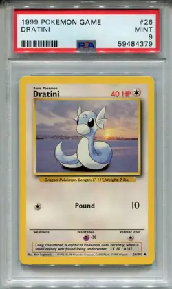 Pokemon [Wizards Of The Coast] Base Set Card #26 Dratini PSA 9 - Image 1