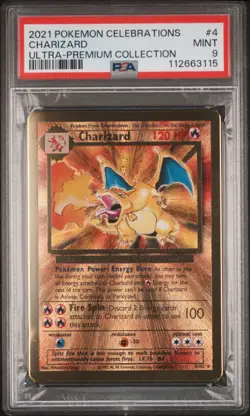 Pokemon 2021 Charizard #4 Gold Metal Ultra Premium Collection Celebrations PSA 9 - Image 1