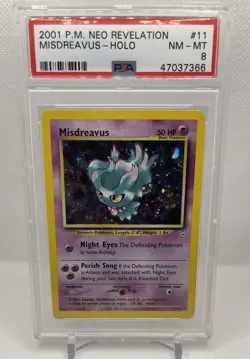 Misdreavus Holo 11/64 Pokemon 2001 Neo Revelation PSA 8 - Image 1