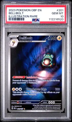 2023 POKEMON OBF EN-OBSIDIAN FLAMES ILLUSTRATION RARE #201 BELLIBOLT PSA 10 - Image 1