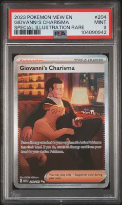 2023 POKEMON MEW EN-151 SPECIAL ILLUSTRATION RARE #204 GIOVANNI'S CHARISMA PSA 9 - Image 1