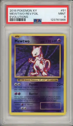 2016 Pokemon XY Evolutions Mewtwo Reverse Foil Holo #51 PSA 9 - Image 1