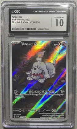 CGC 10 Gem Mint Greavard 214/198 Illustration Rare Scarlet & Violet Base Pokemon - Image 1
