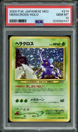 PSA 10 GEM MINT Heracross Neo Japanese #214 Holo Pokemon Card - Image 1