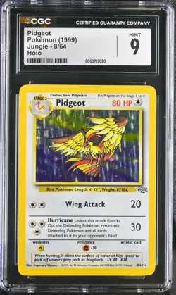CGC 9 MINT Pidgeot Jungle 8/64 Holo 1999 Pokemon Card psa - Image 1
