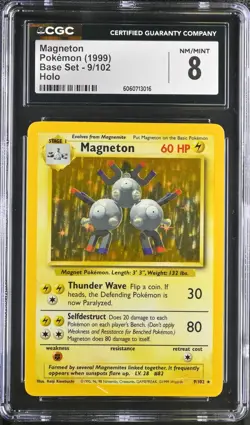 CGC 8 NM/MINT Magneton Base 9/102 Holo 1999 Pokemon Card psa - Image 1