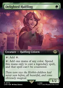 MTG Delighted Halfling FOIL English Green Expansion Surge Card - Image 1