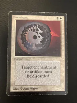 LEB Beta Disenchant English Plaid MTG Old School Heavy Damage Used - Image 1
