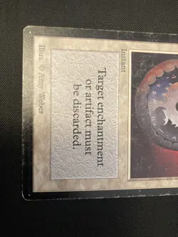 LEB Beta Disenchant English Plaid MTG Old School Heavy Damage Used - Image 3
