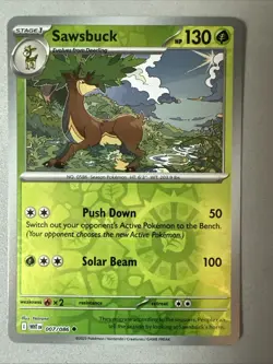 Pokemon TCG * SV White Flare * 007/086 Sawsbuck U * REVERSE HOLO * FRESH PK - Image 1