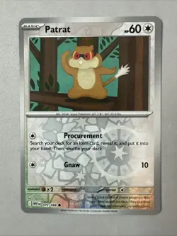 Pokemon TCG * SV White Flare * 072/086 Patrat Common * REVERSE HOLO * FRESH PK - Image 1