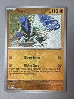Pokemon TCG * SV White Flare * 049/086 Sawk Uncommon * REVERSE HOLO * FRESH PK - Image 1