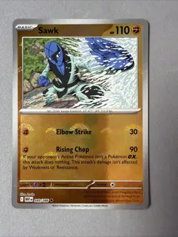Pokemon TCG * SV White Flare * POKEBALL 049/086 Sawk U * REVERSE HOLO * FRESH PK - Image 1