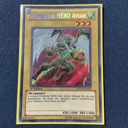 Elemental HERO Avian LCGX-EN002 *NM* 1st Edition Secret Rare Yugioh Card - Image 1