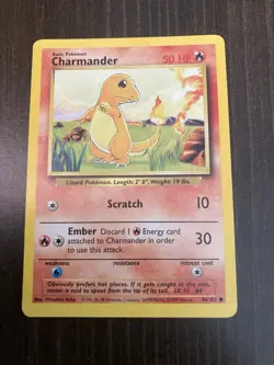 Charmander 46/102 Base Set Rare Vintage 1999 Pokemon Card - Image 1