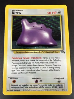 Pokemon Card Ditto 3/62 Fossil Set Rare Holo WOTC LP/NM - Image 1