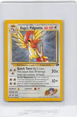 Koga's Pidgeotto 27/132 - RARE - Gym Challenge - VINTAGE WOTC POKEMON CARD - LP - Image 1