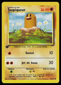 Pokemon Card - Diglett Taupiqueur 1st Edition French Base Set 47/102 Common - Image 1