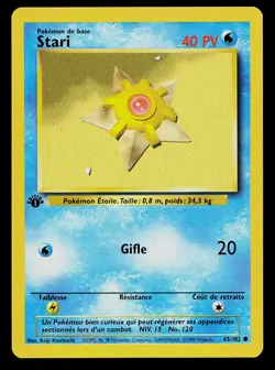 Pokemon Card - Staryu Stari FRENCH 1st Edition Base Set 65/102 Common - Image 1