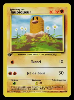Pokemon Card - Diglett Taupiqueur FRENCH 1st Edition Base Set 47/102 Common - Image 1