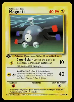 Pokemon Card - Magnemite Magneti 1st Edition French Base Set 53/102 Common - Image 1