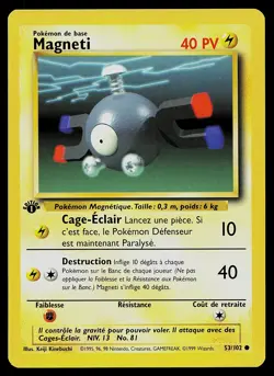 Pokemon Card - Magnemite Magneti 1st Edition French Base Set 53/102 Common - Image 1