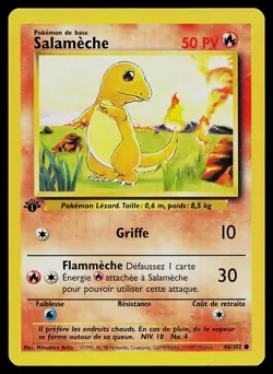 Pokemon Card - Charmander Salameche 1st Edition French Base Set 46/102 Common - Image 1
