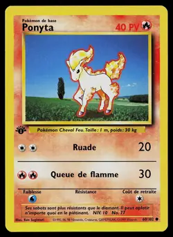Pokemon Card - Ponyta 1st Edition French Base Set 60/102 Common - Image 1