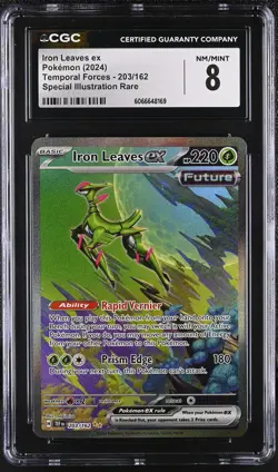 CGC 8 Iron Leaves ex 2024 Temporal Forces 203/162 SIR Pokemon Card - Image 1