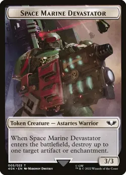 MTG - Soldier (002), Space Marine Devastator Double-sided Token - Warhammer 40K - Image 3