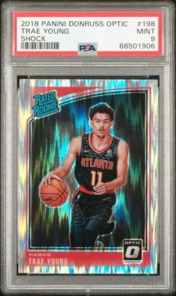 2018 PANINI DONRUSS OPTIC SHOCK #198 TRAE YOUNG ROOKIE RC PSA 9 - Image 1