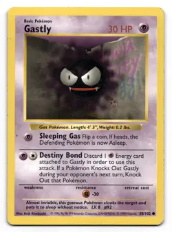 Gastly MP Shadowless Base Set 50/102 Pokemon TCG Regular - Image 1