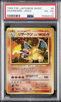 1996 POKEMON BASE SET JAPANESE #6 CHARIZARD-HOLO PSA 4 - Image 1
