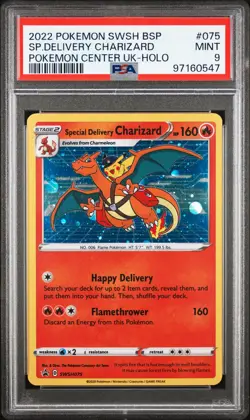 2022 POKEMON SWSH BLACK STAR PROMO #075 SPECIAL DELIVERY CHARIZARD-HOLO PSA 9 - Image 1