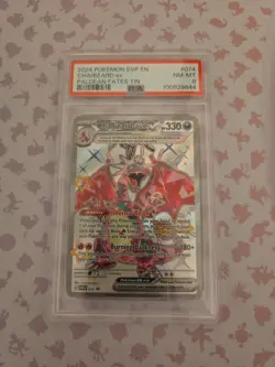 PSA 8 Pokemon SVP EN charizard EX Paldean Fates Tin #074 - Image 1