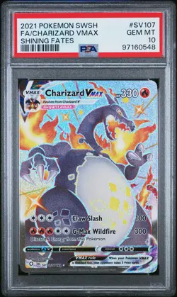2021 POKEMON SWORD & SHIELD SHINING FATES #SV107 FULL ART/CHARIZARD VMAX PSA 10 - Image 1