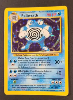 1999 Pokemon Base Set Poliwrath Holo 13/102 - Unlimited - Moderately Played - Image 1