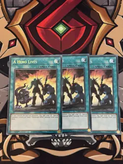 YUGIOH A HERO LIVES SECRET RARE NEAR MINT 3x PLAYSET RA04-EN087 - Image 1