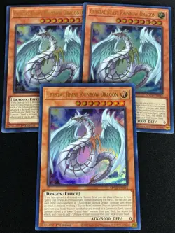 YUGIOH CRYSTAL BEAST RAINBOW DRAGON SDCB-EN044 1ST ULTRA X3 - Image 1