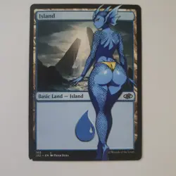 Altered Art MTG Card - Island - Fish Anime Girl Anthropomorphic V2 - Image 1