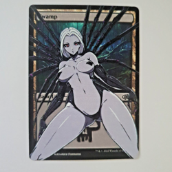 Altered Art MTG Card - Swamp - Aracna Anime Girl Anthropomorphic V1 - Image 1