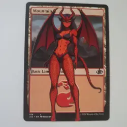 Altered Art MTG Card - Mountain - Dragon Anime Girl Anthropomorphic V2 - Image 1