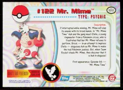 2000 Topps Pokemon TV Animation Series 3 Mr. Mime Blue Logo #122 - Image 2